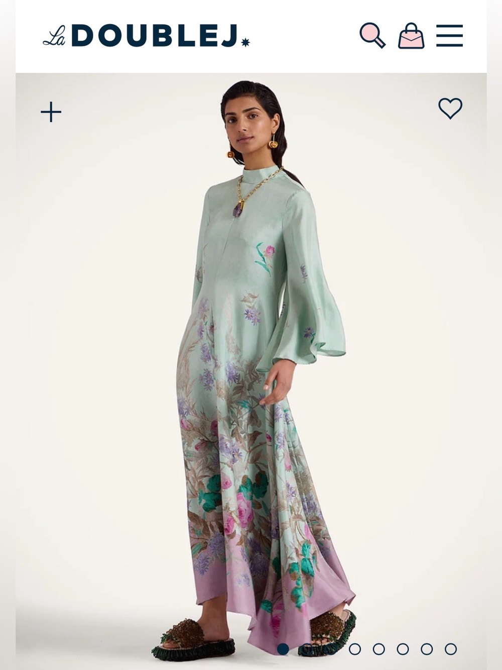 LA DOUBLEJ Magnifico Floral Print Silk Twill Maxi Dress Heath Placée Mint Resort